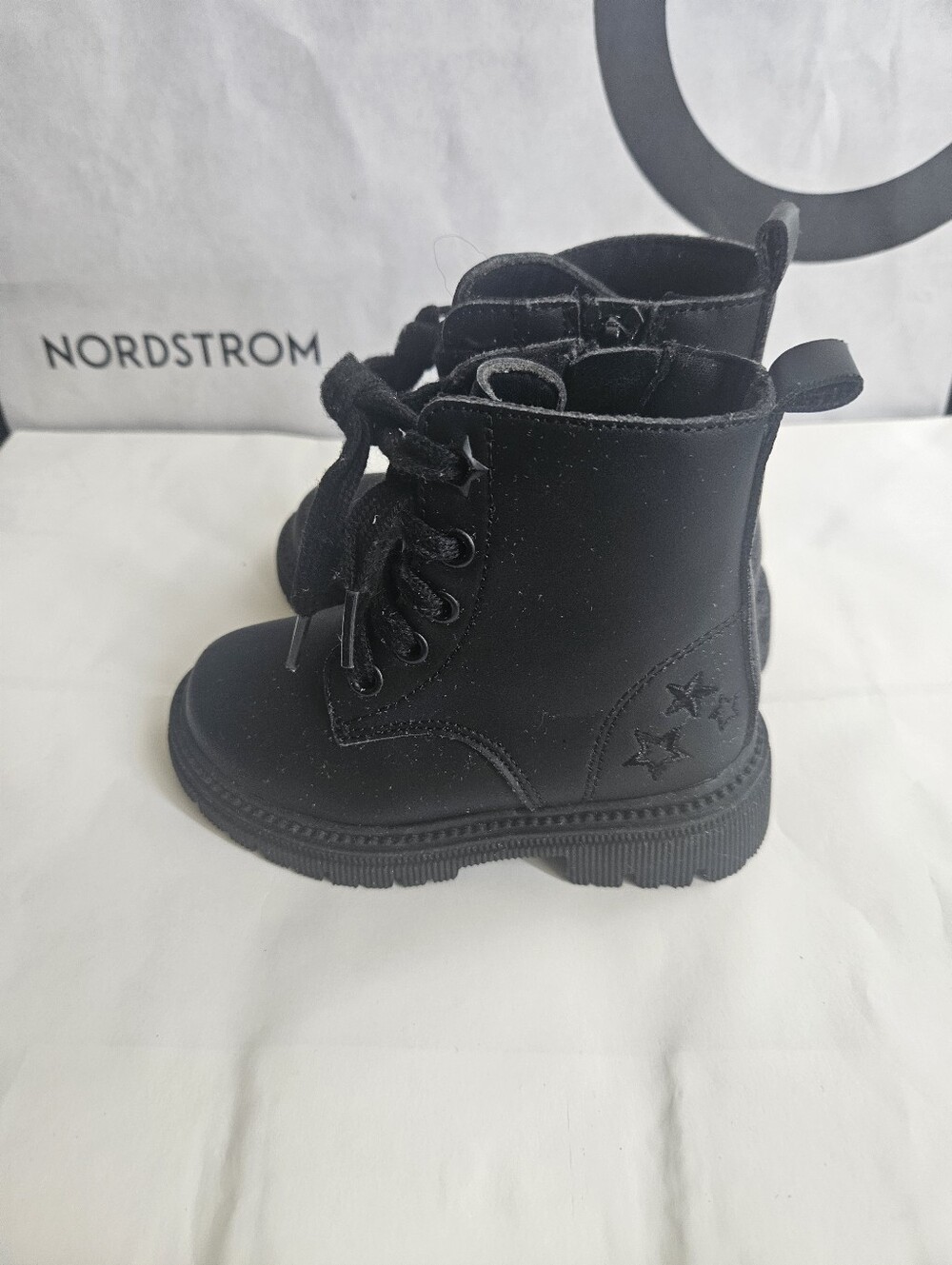 Toddler Girls Combat Boot With Star Design Embroidery